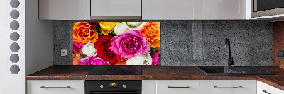 Kitchen splashback Colorful roses