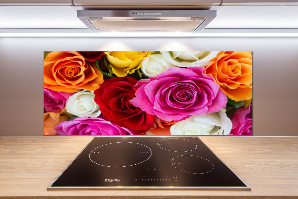 Kitchen splashback Colorful roses