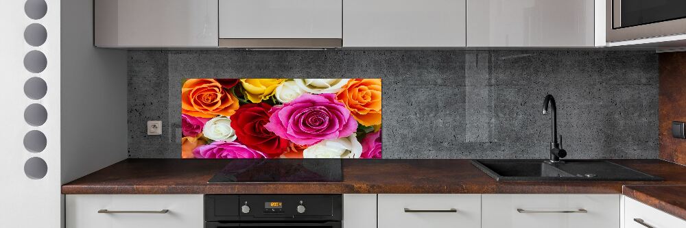 Kitchen splashback Colorful roses