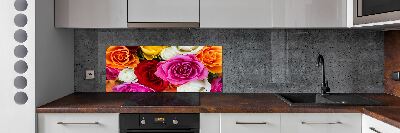 Kitchen splashback Colorful roses