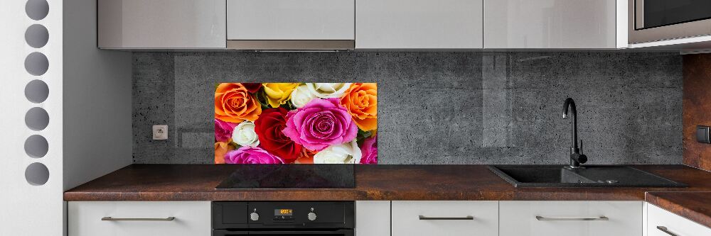 Kitchen splashback Colorful roses