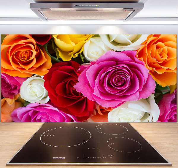 Kitchen splashback Colorful roses