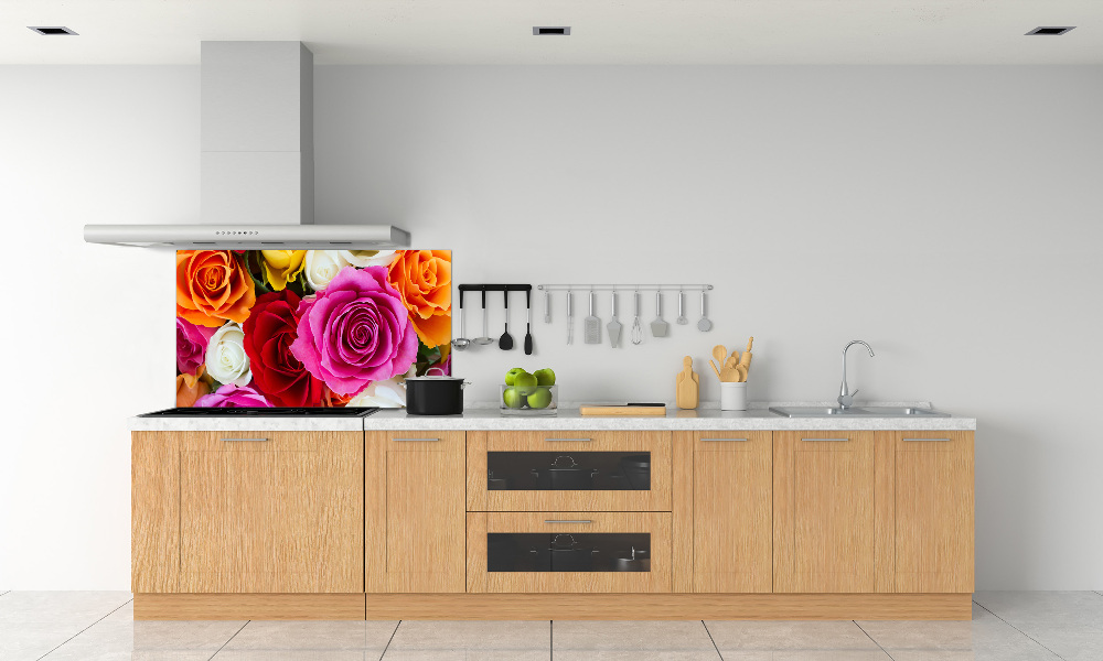 Kitchen splashback Colorful roses