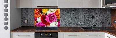 Kitchen splashback Colorful roses