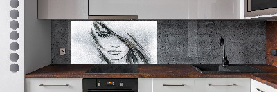 Kitchen splashback panel Portrait of a woman