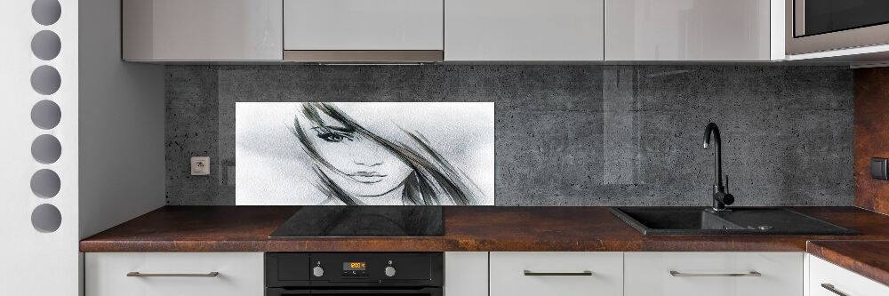 Kitchen splashback panel Portrait of a woman