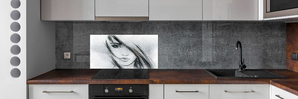 Kitchen splashback panel Portrait of a woman