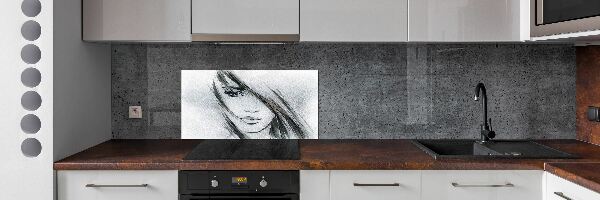 Kitchen splashback panel Portrait of a woman