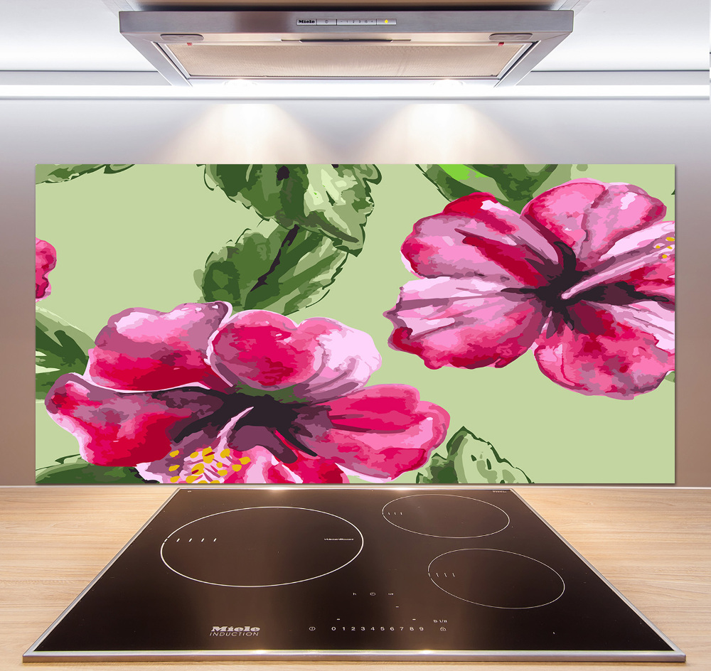 Cooker splashback Hawaiian flowers