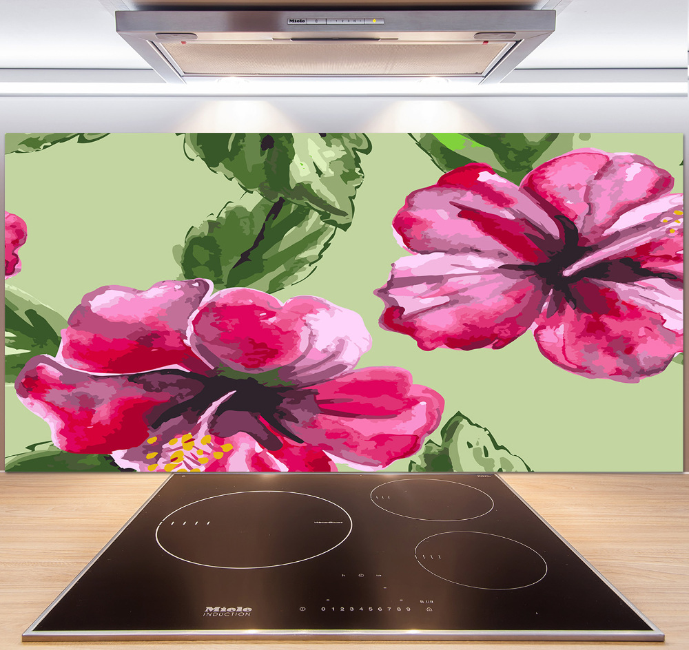 Cooker splashback Hawaiian flowers