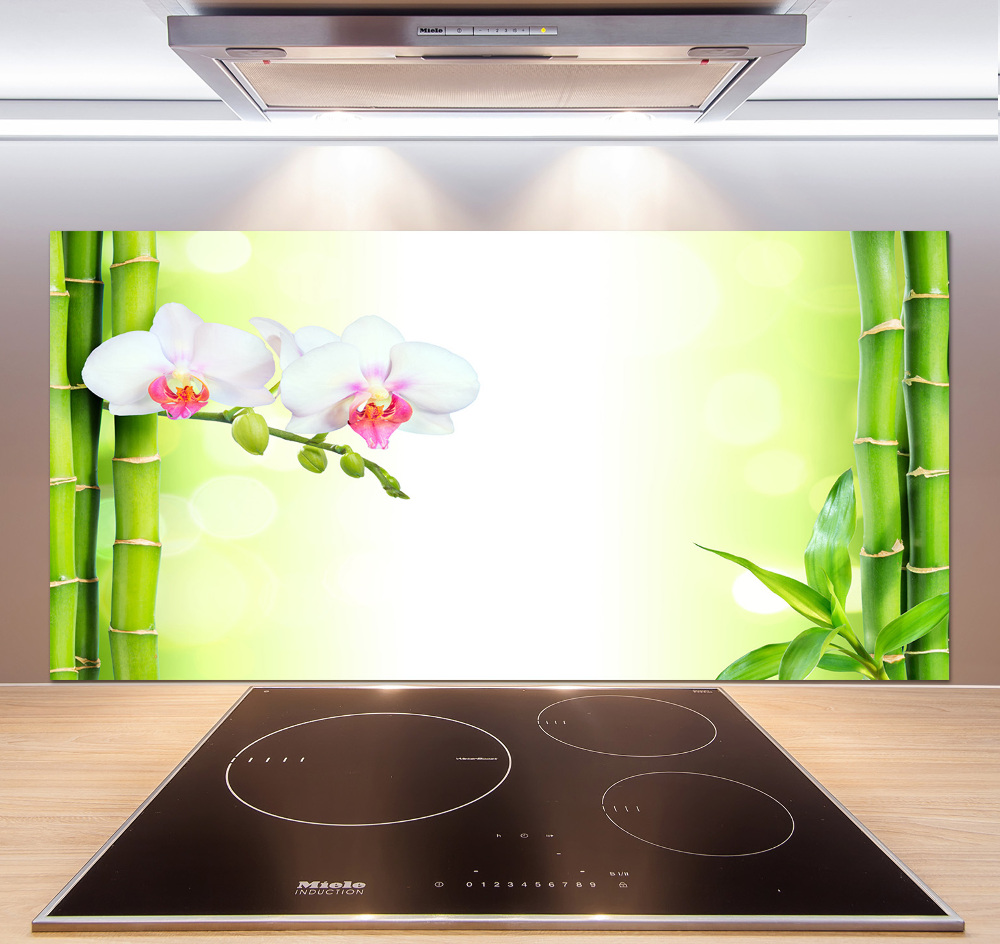 Cooker splashback Orchid and bamboo