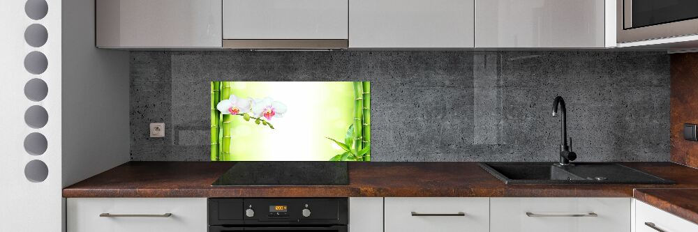 Cooker splashback Orchid and bamboo