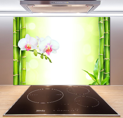 Cooker splashback Orchid and bamboo