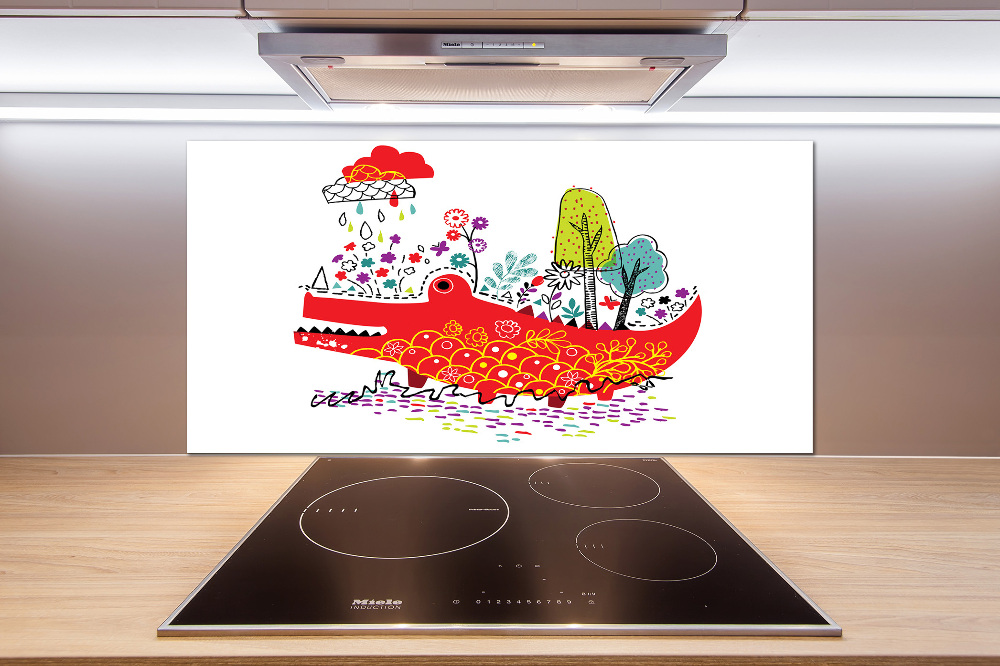 Kitchen splashback Colorful crocodile