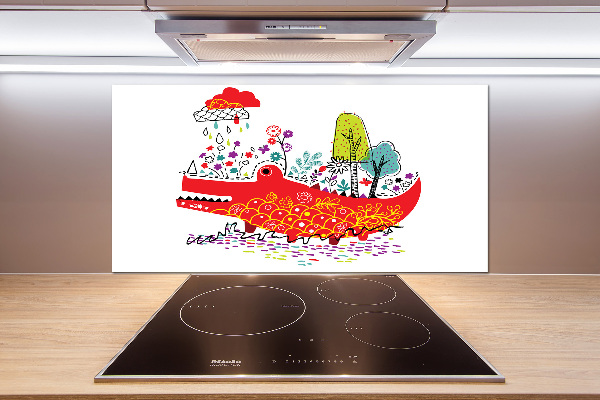 Kitchen splashback Colorful crocodile