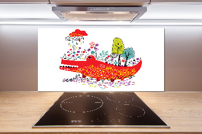 Kitchen splashback Colorful crocodile