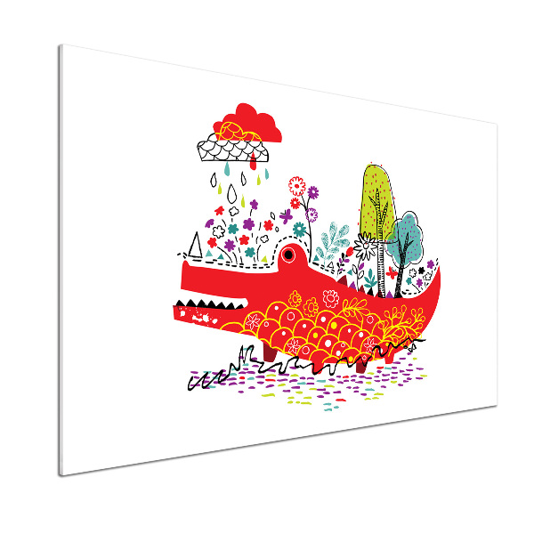 Kitchen splashback Colorful crocodile