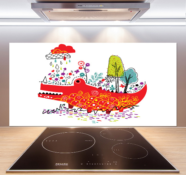 Kitchen splashback Colorful crocodile