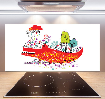 Kitchen splashback Colorful crocodile