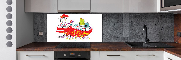 Kitchen splashback Colorful crocodile