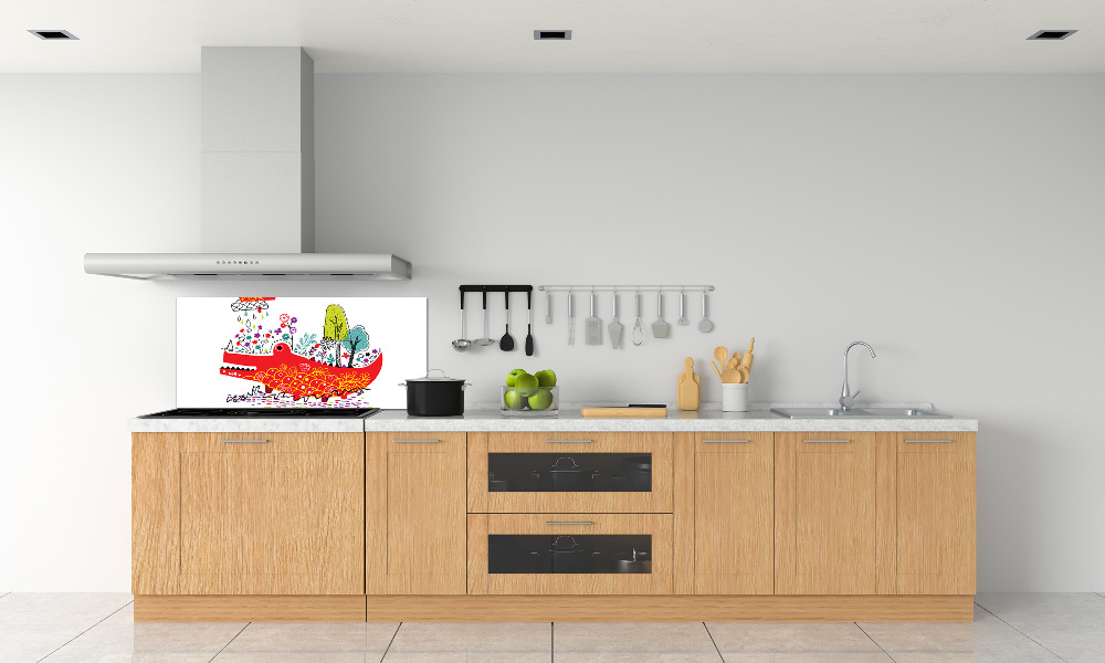 Kitchen splashback Colorful crocodile