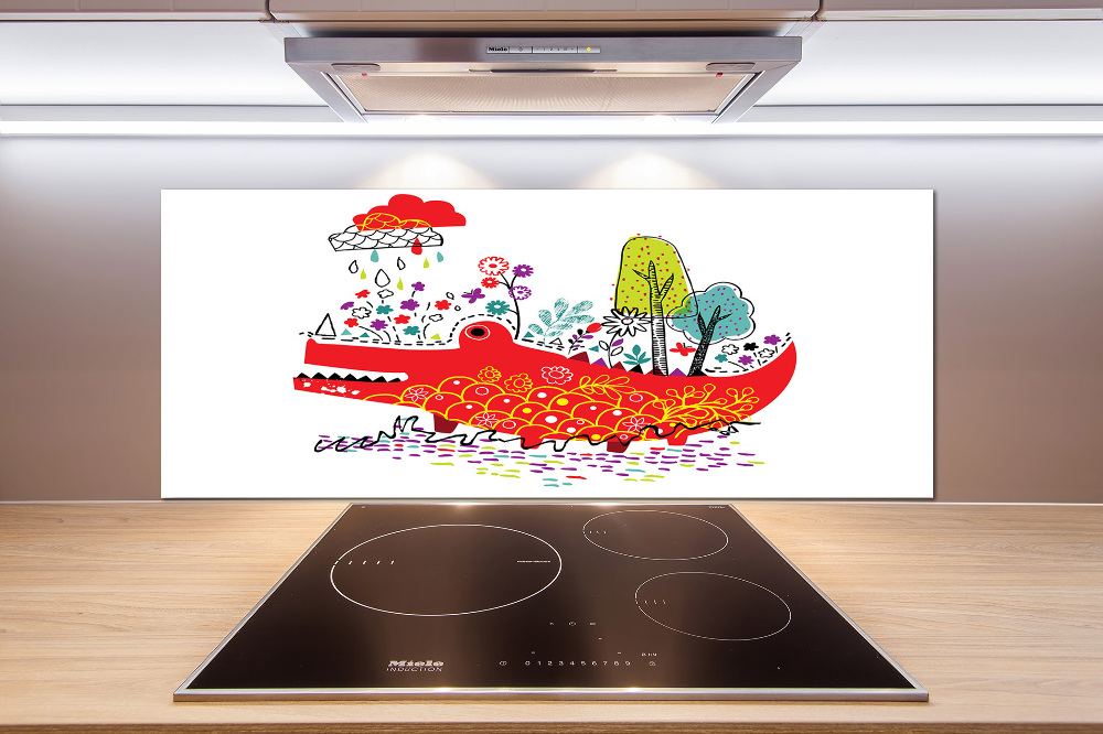 Kitchen splashback Colorful crocodile