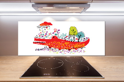 Kitchen splashback Colorful crocodile