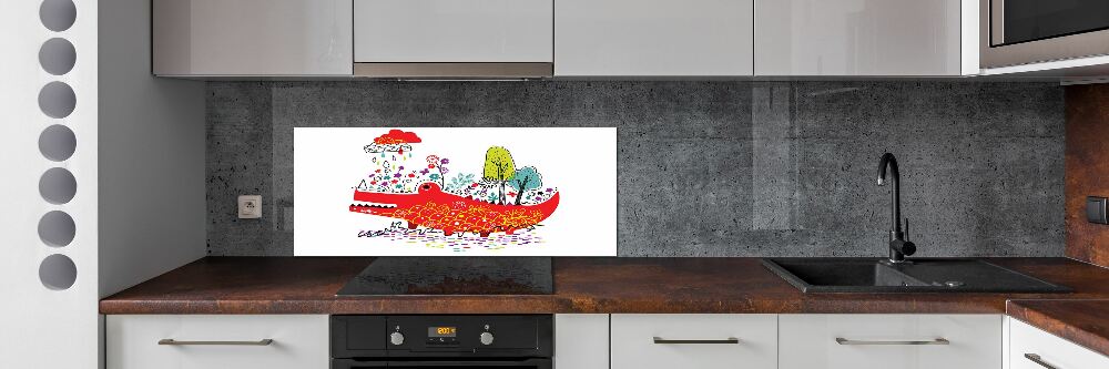 Kitchen splashback Colorful crocodile