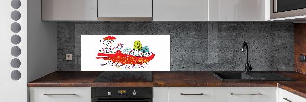 Kitchen splashback Colorful crocodile