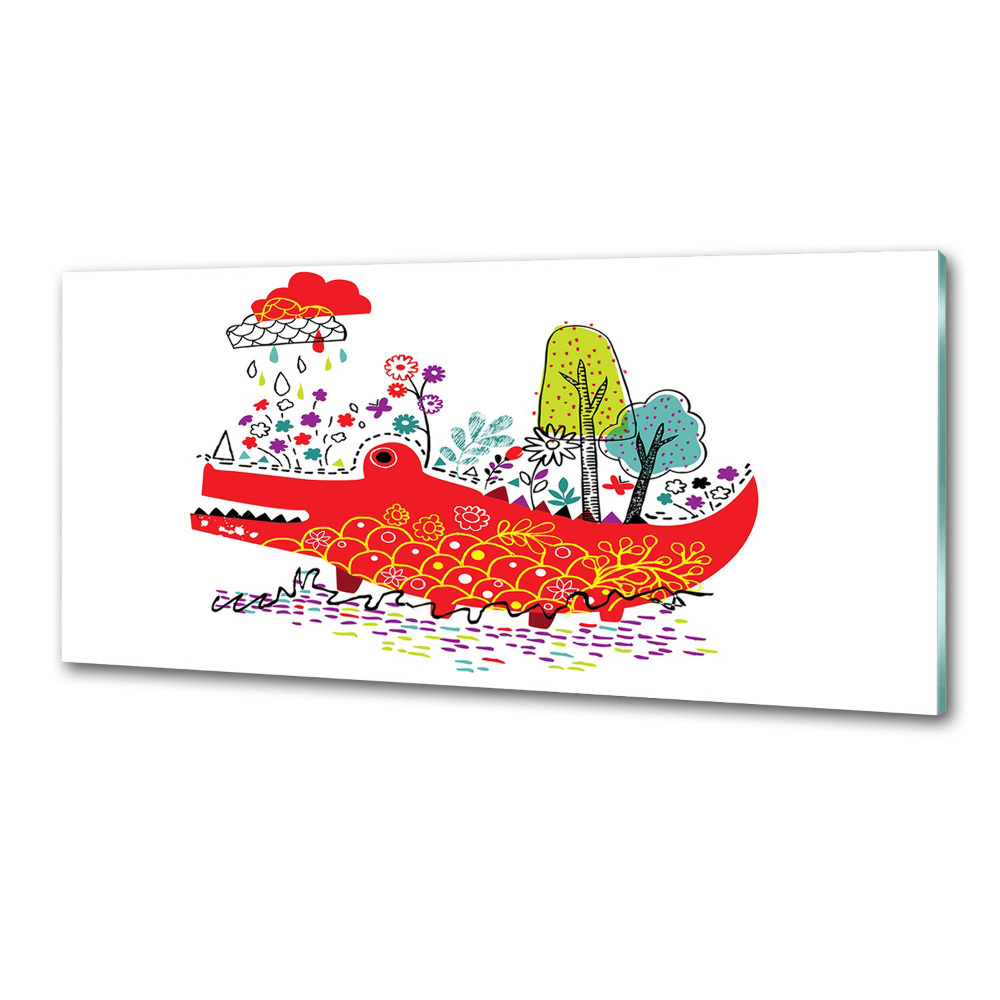 Kitchen splashback Colorful crocodile