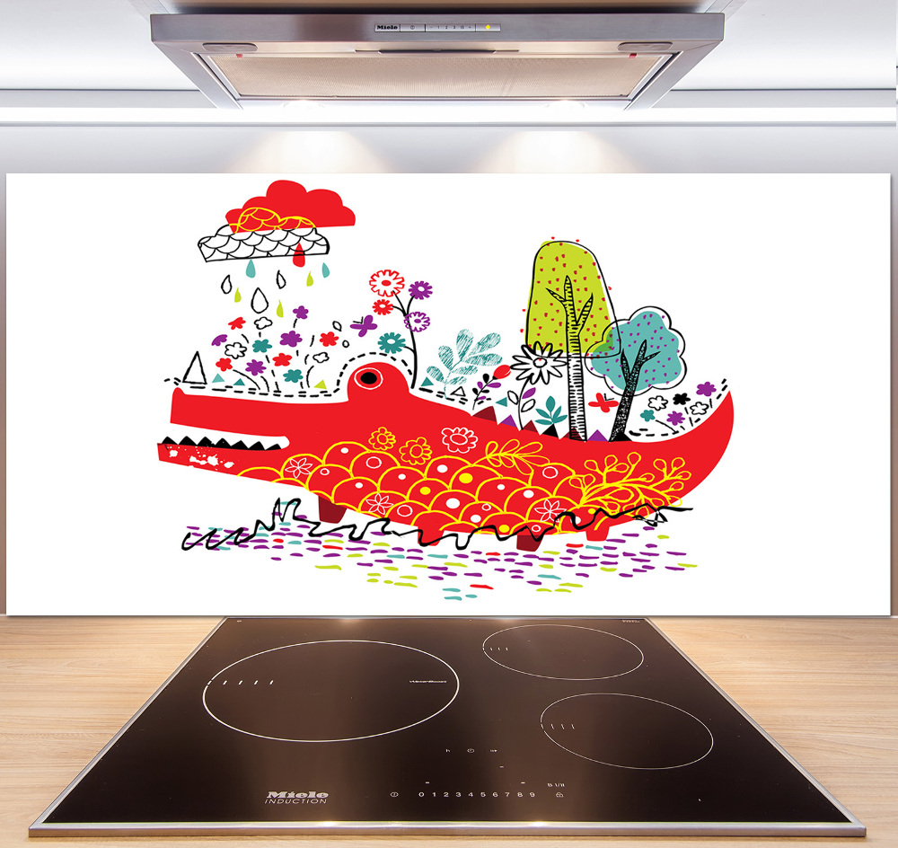 Kitchen splashback Colorful crocodile