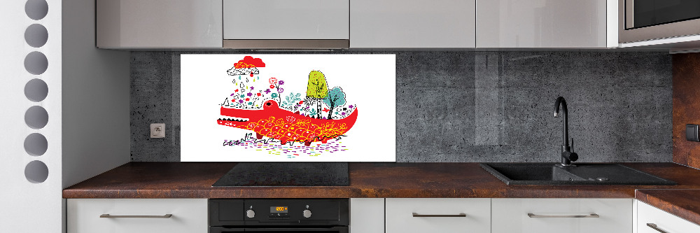 Kitchen splashback Colorful crocodile