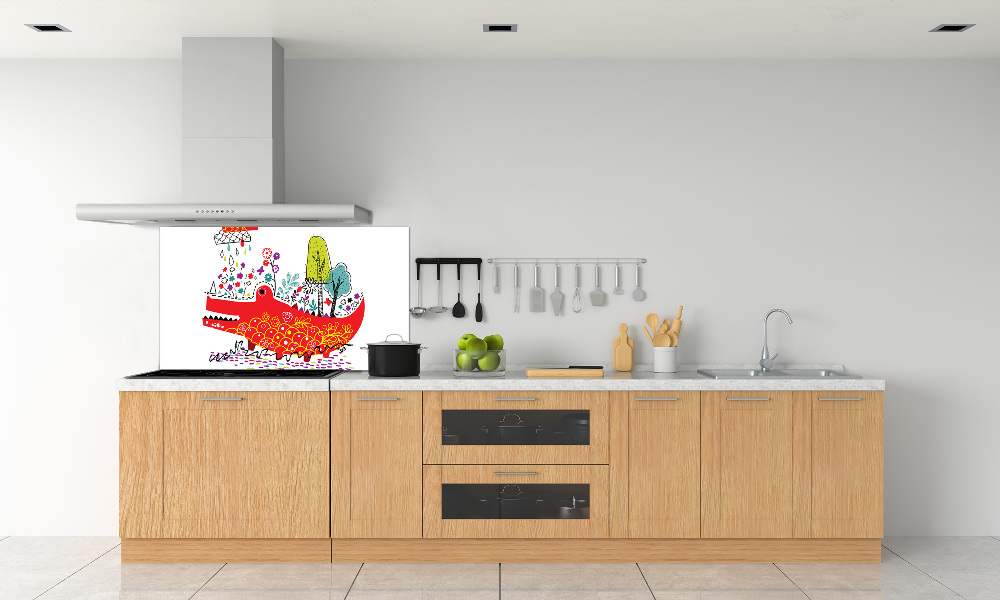 Kitchen splashback Colorful crocodile