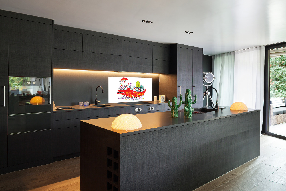 Kitchen splashback Colorful crocodile