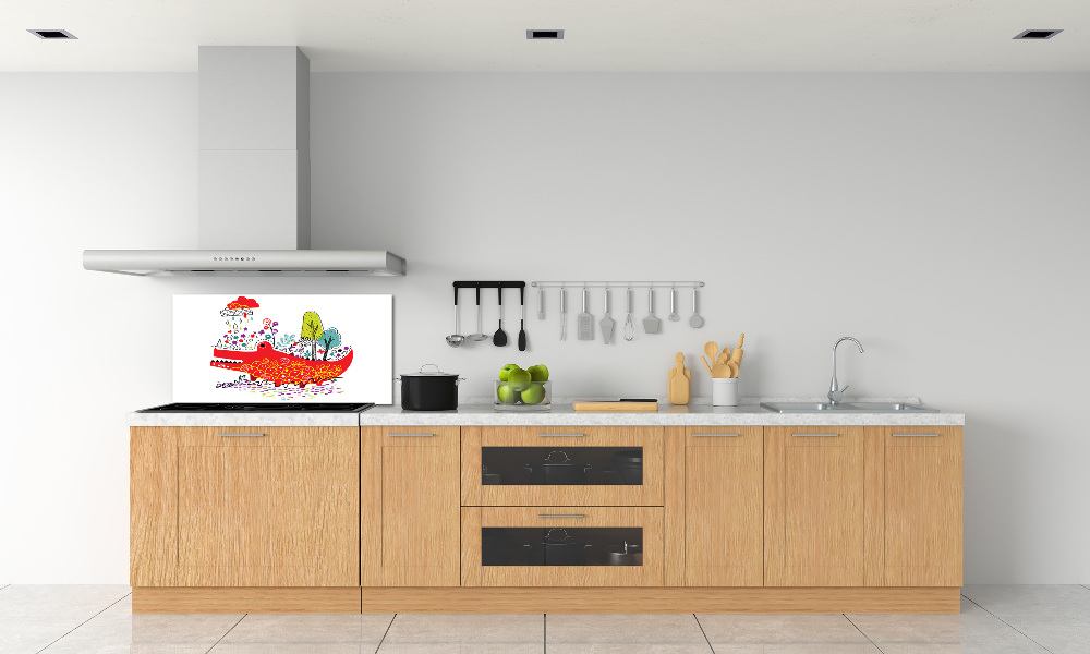 Kitchen splashback Colorful crocodile