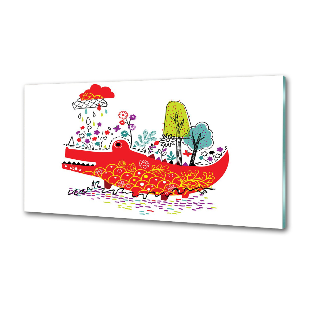 Kitchen splashback Colorful crocodile