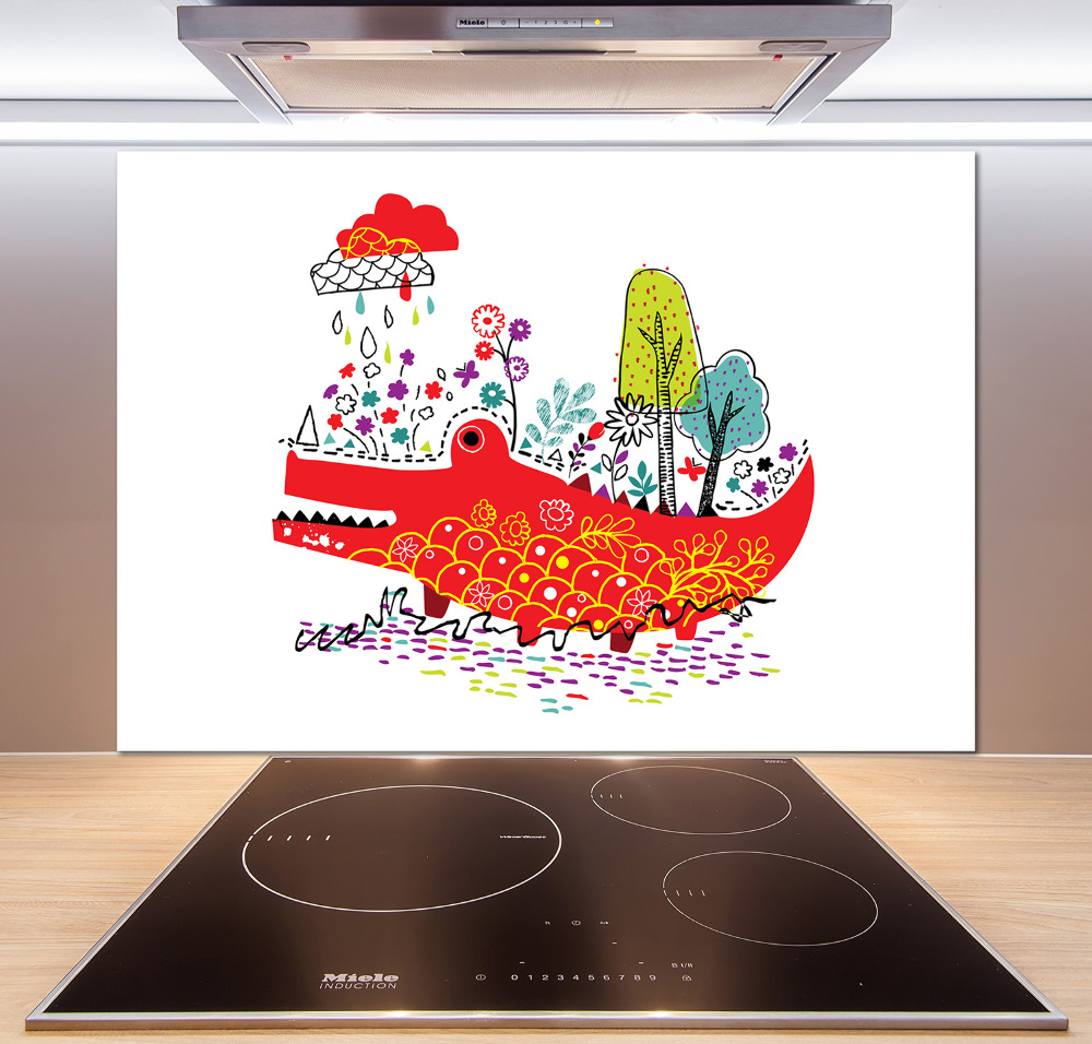 Kitchen splashback Colorful crocodile