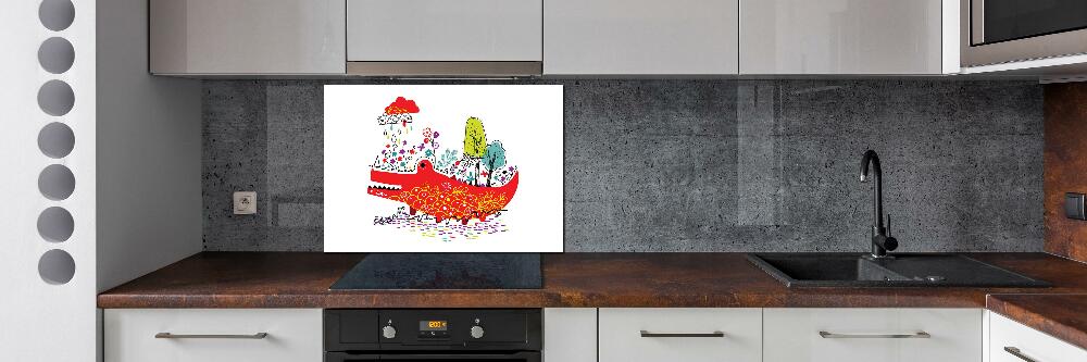 Kitchen splashback Colorful crocodile