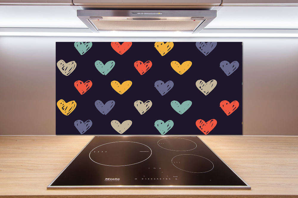 Kitchen splashback Colorful hearts