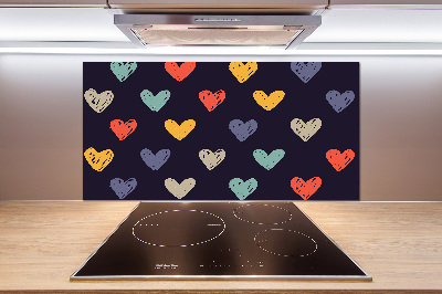 Kitchen splashback Colorful hearts