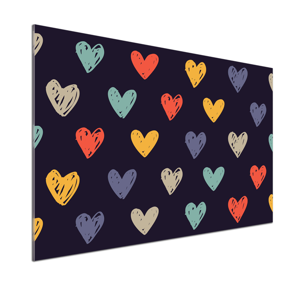 Kitchen splashback Colorful hearts