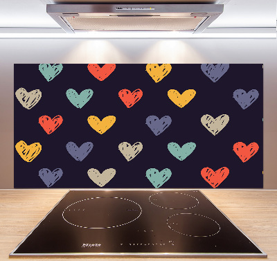 Kitchen splashback Colorful hearts