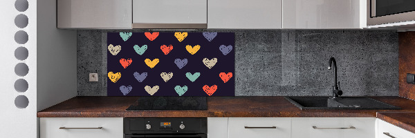 Kitchen splashback Colorful hearts