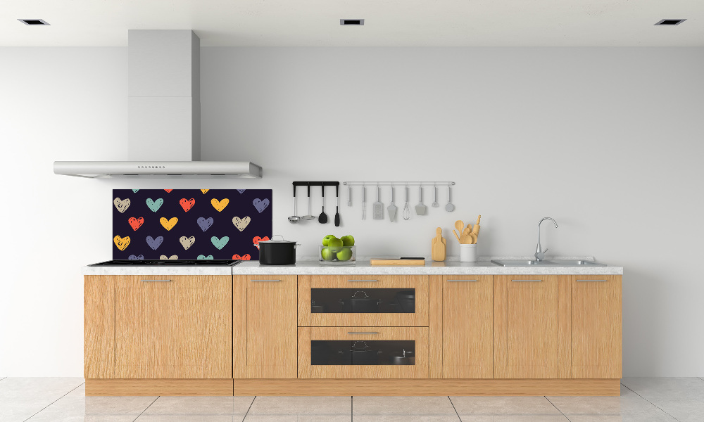 Kitchen splashback Colorful hearts