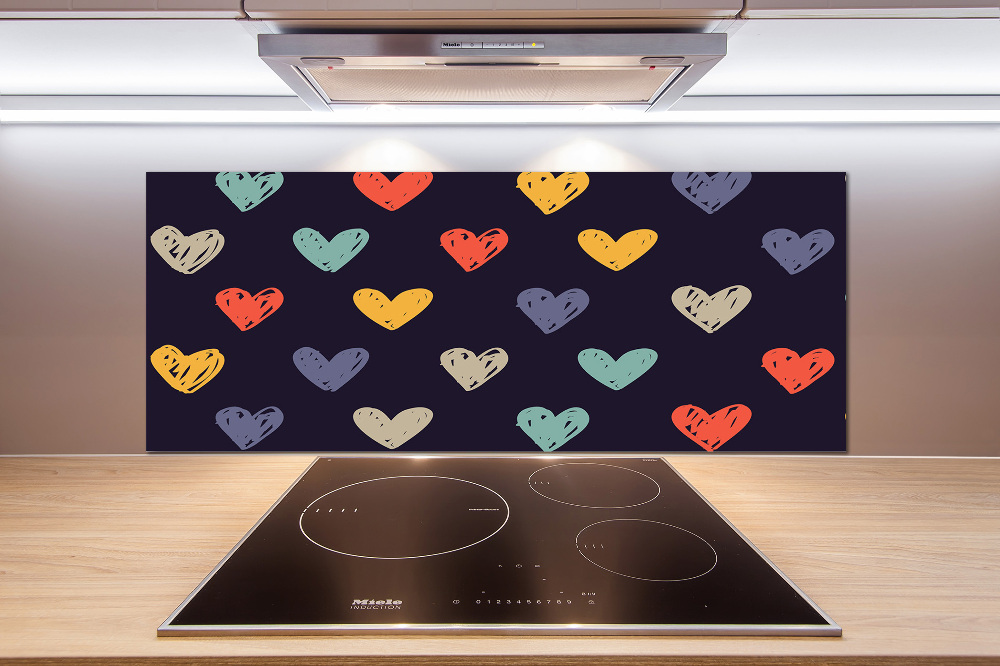 Kitchen splashback Colorful hearts