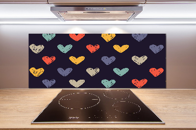 Kitchen splashback Colorful hearts