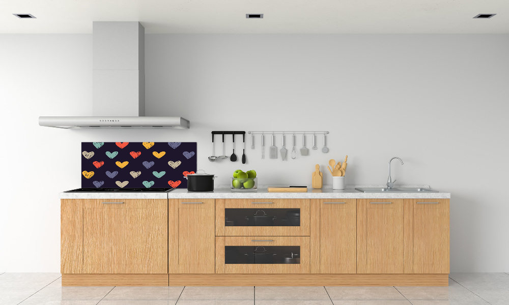 Kitchen splashback Colorful hearts