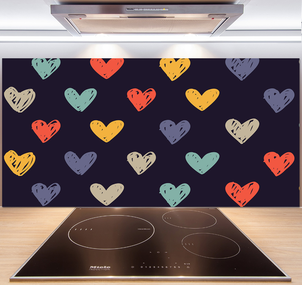 Kitchen splashback Colorful hearts