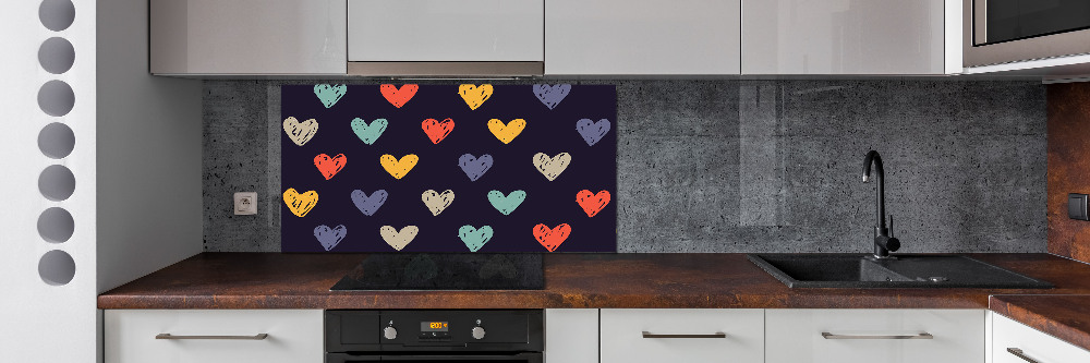 Kitchen splashback Colorful hearts