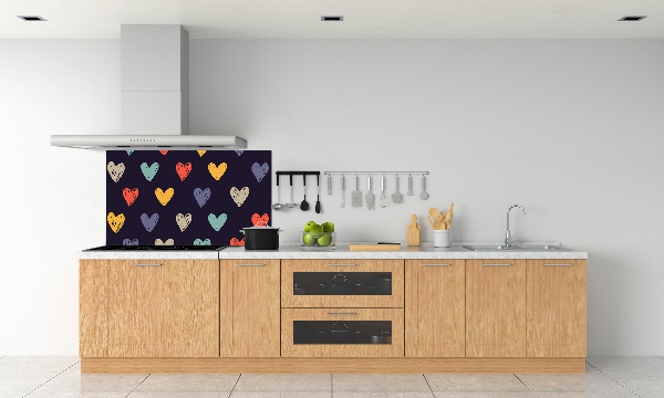 Kitchen splashback Colorful hearts